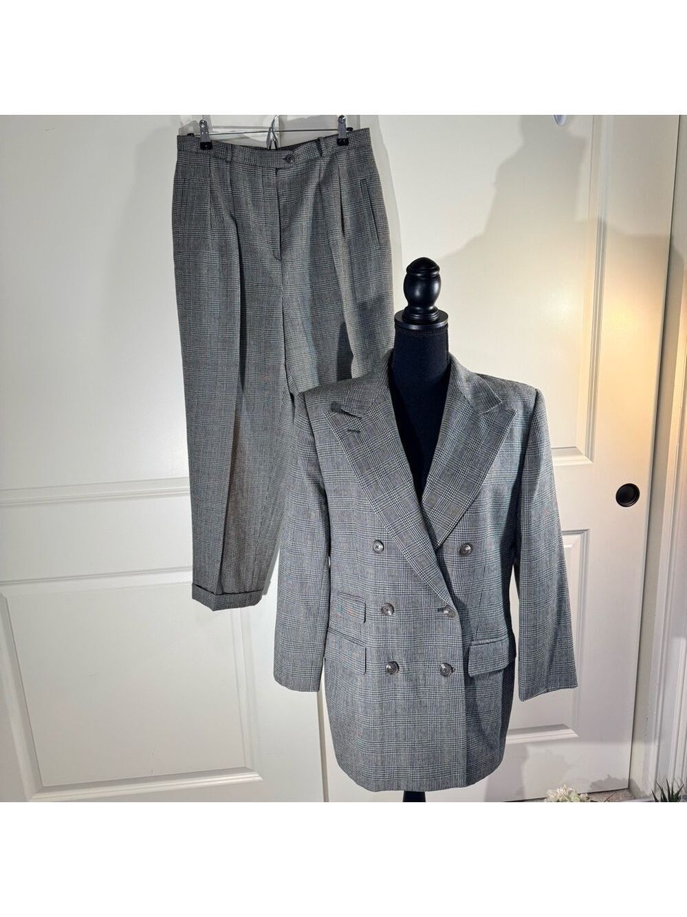 Vintage Lauren Ralph Lauren Wool Glen Plaid Double-Breasted Pant Suit Set 14